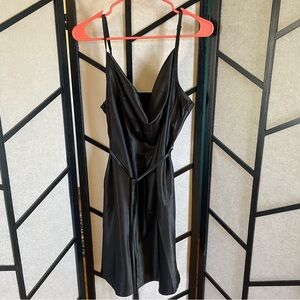 Cider Sleek Black Satin Dress